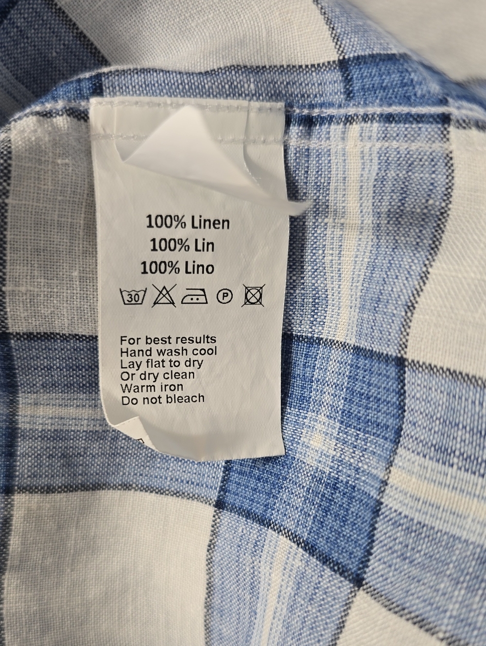 Peter Millar 100% Linen Blue Plaid Button Down Shirt Long Sleeve Sz. XL - Picture 12 of 15